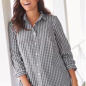 Woman Within Black and White Checkered Women's Top